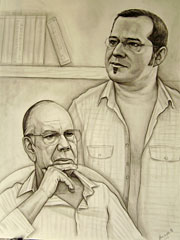 Camilo José Cela con su secretario Gaspar Sánchez Salas