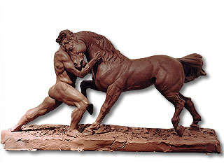 Dominando al caballo, Escultor en Barcelona