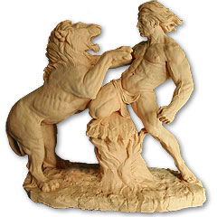 Fight with lion, Sculpture in Barcelona
