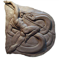 Snake fight, Sculpture in Barcelona