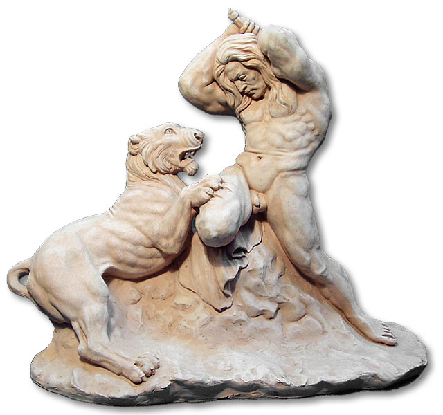 Tiger fight. Sculptors in Barcelona