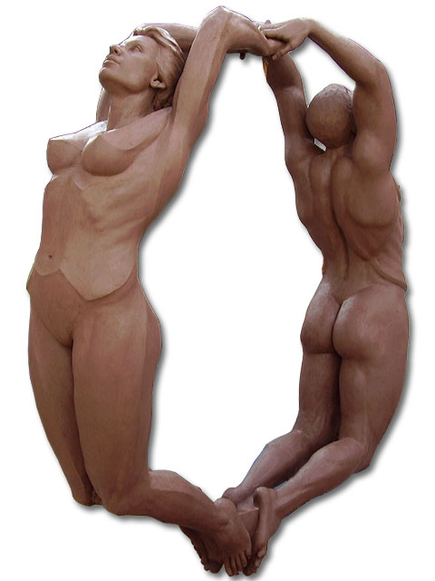 Encircled couple. Sculptors in Barcelona