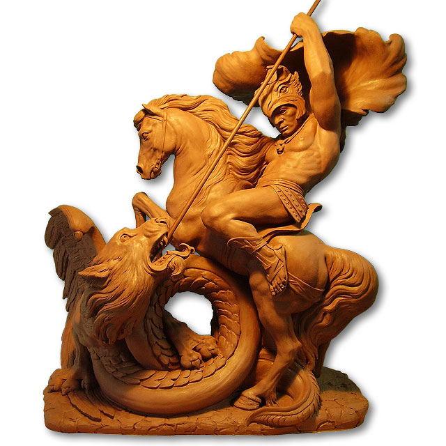 Sant Jordi con dragón. Escultores en Barcelona